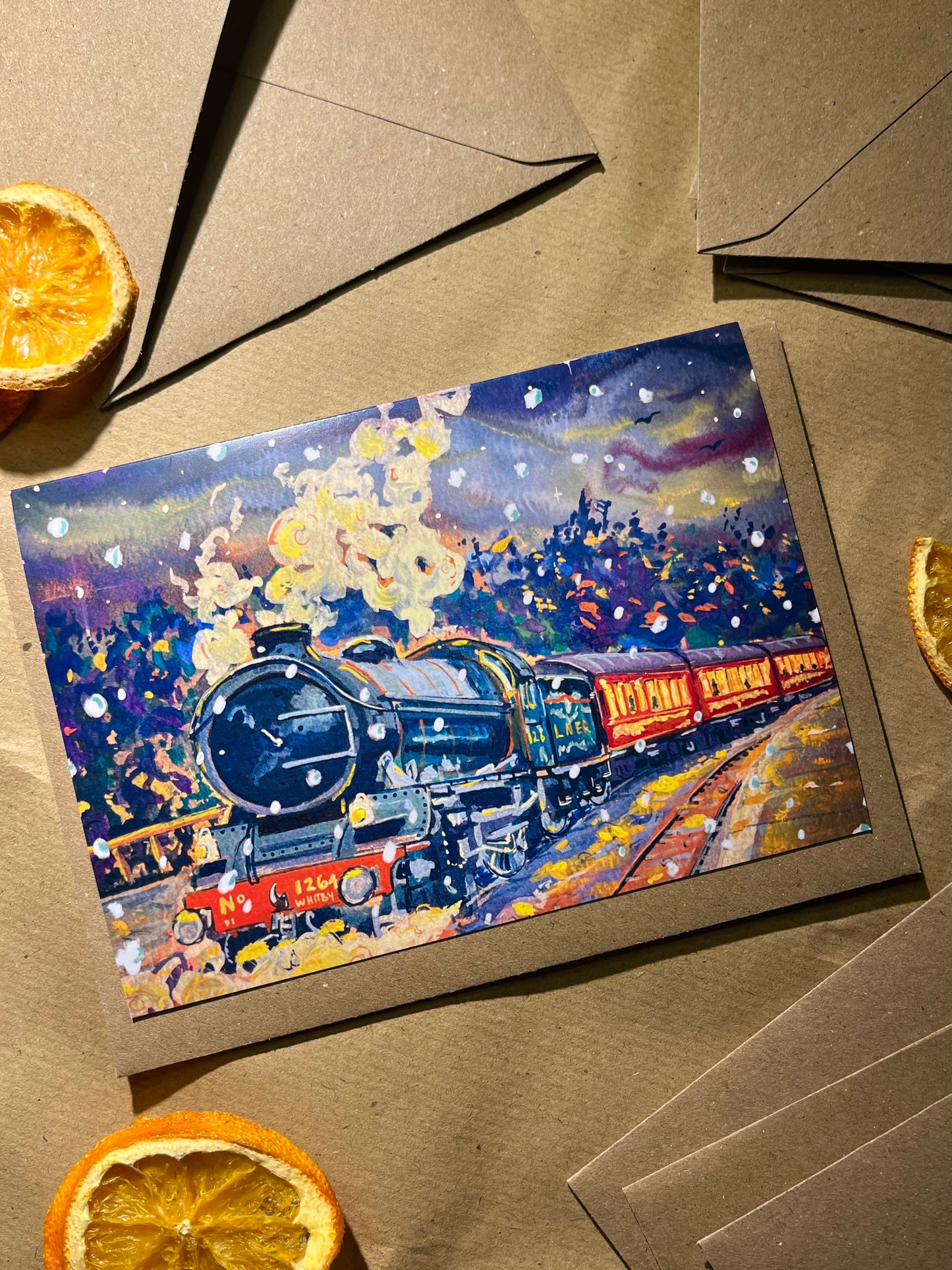Steam Train Christmas Card