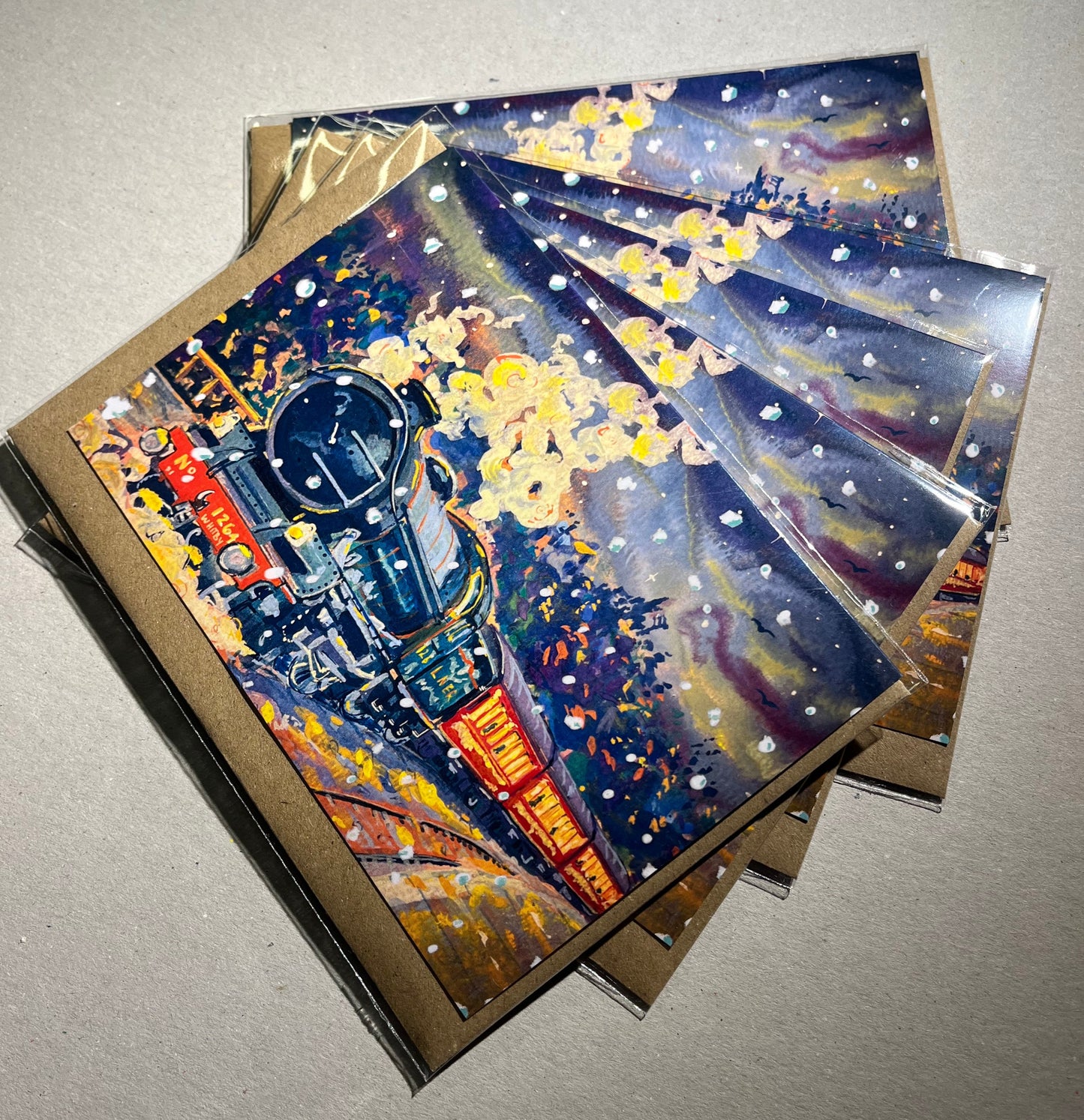 Steam Train Christmas Card