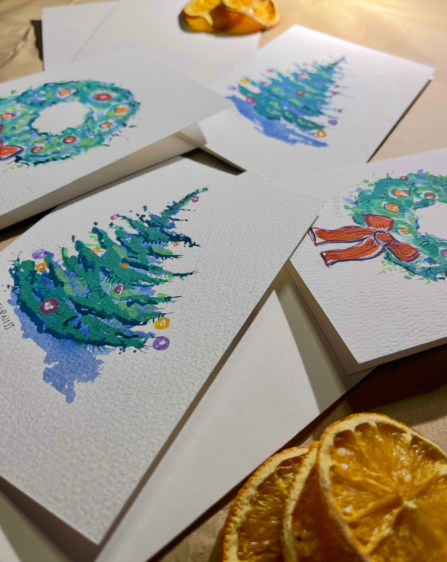 Hand Painted Christmas Cards