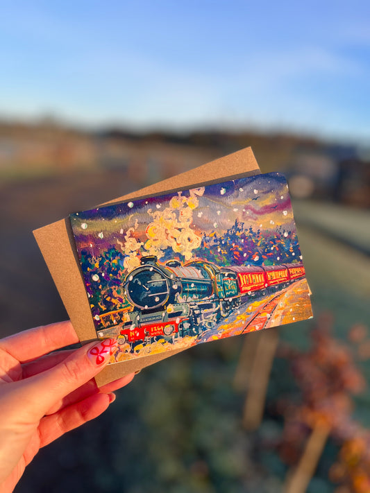 Steam Train Christmas Card